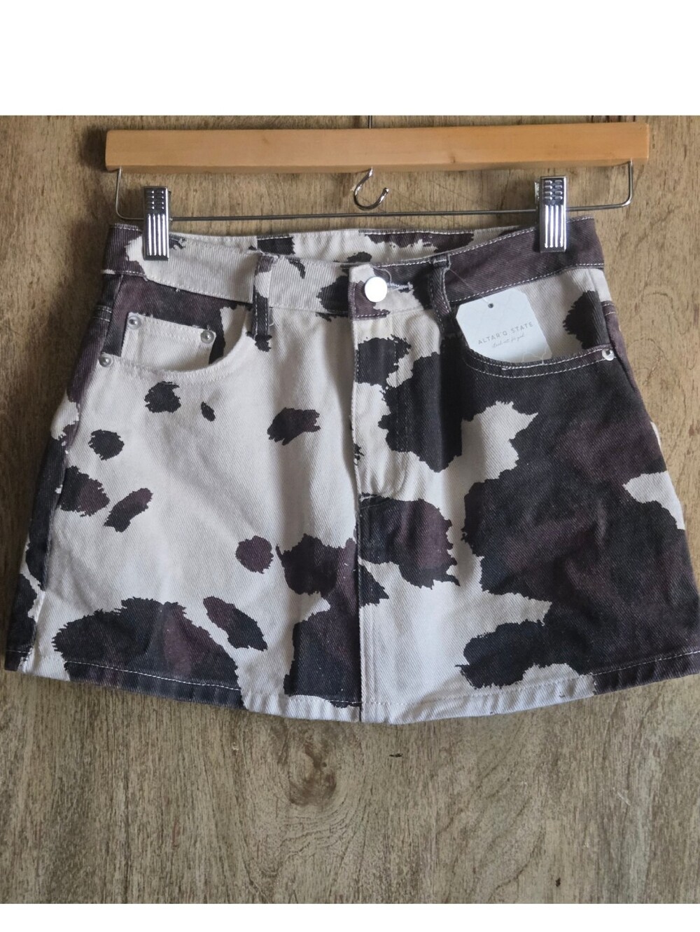Altar'd State Cow Print Mini Skirt